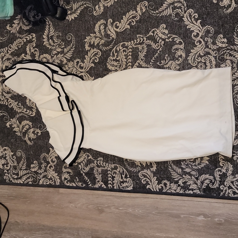 A'Gaci white dress with black lined frill